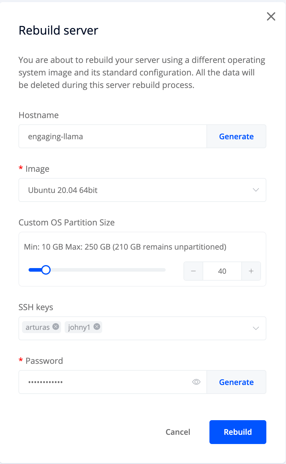 Custom Partitioning Layout