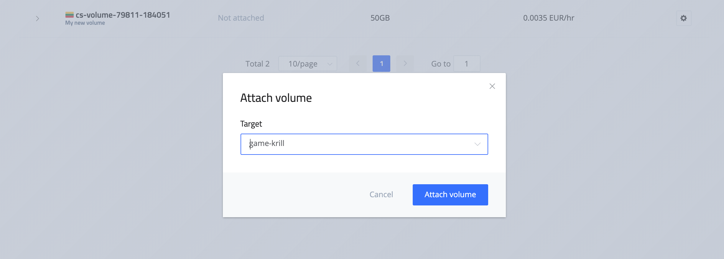 Attach elastic storage volume