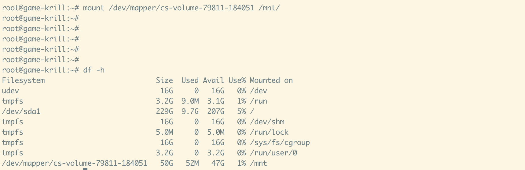 Mount elastic storage image