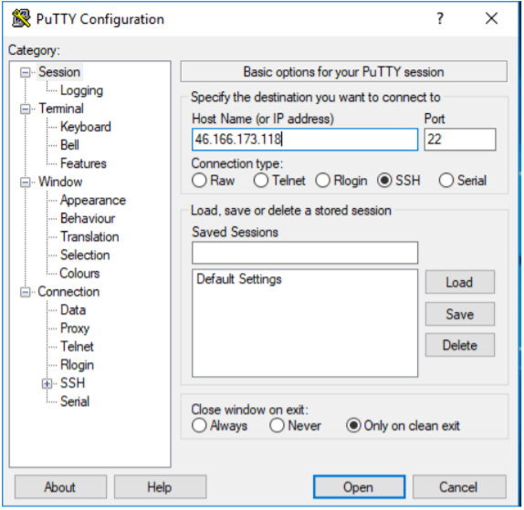 putty configuration