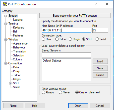 server login putty