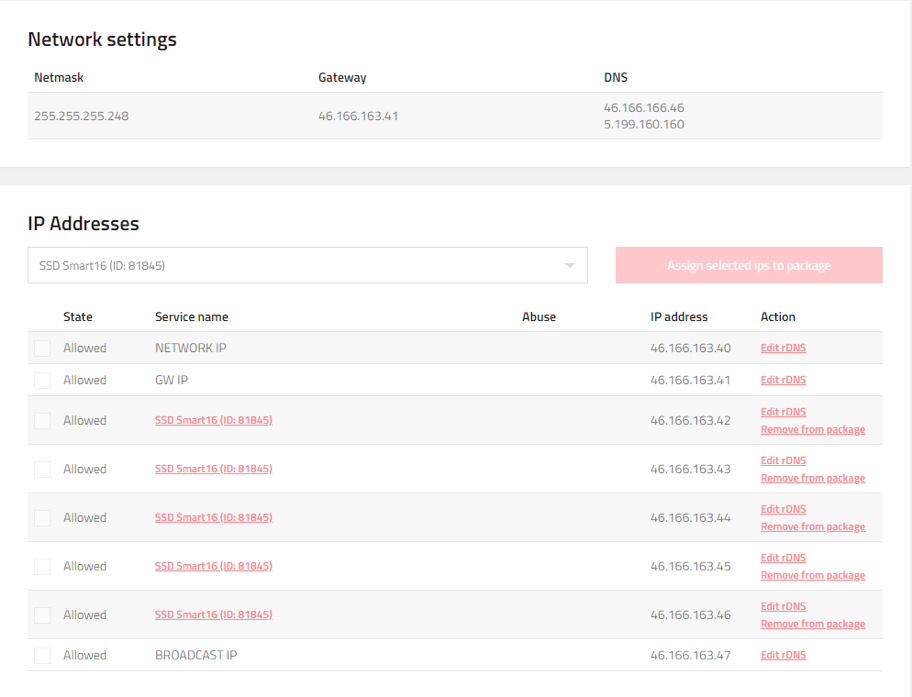 cherry servers network settings